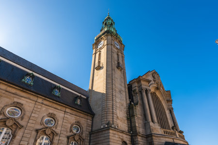 Luxembourg railway station, the main railway station serving Luxembourg City and operated by the state owned railway companyの写真素材