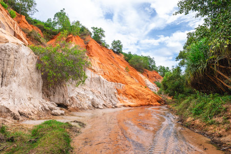 Scenery of Fairy Stream located in Mui Ne, Phan Thiet, Vietnamの写真素材