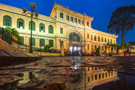Saigon Central Post Office in the downtown Ho Chi Minh City, Vietnam.の写真素材