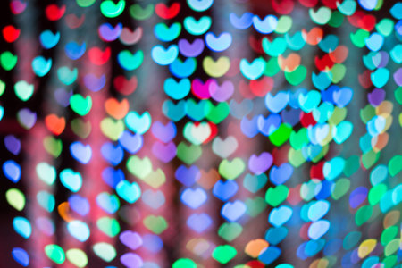 Defocused lights background. Heart bokehの写真素材