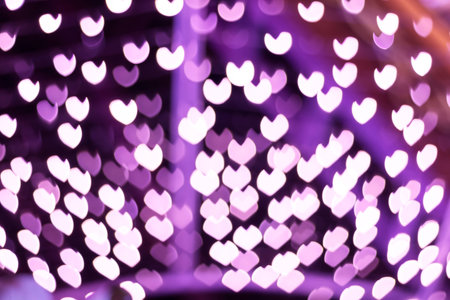 Defocused lights background. Heart bokehの写真素材