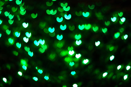 Defocused lights background. Heart bokehの写真素材