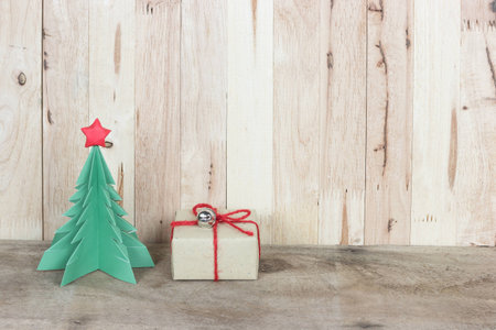 Christmas decoration on wood backgroundの写真素材