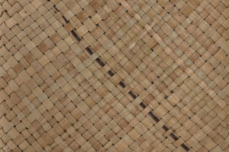 traditional thai style pattern nature background of brown handicraft weave texture bamboo surface for furniture materiaの写真素材