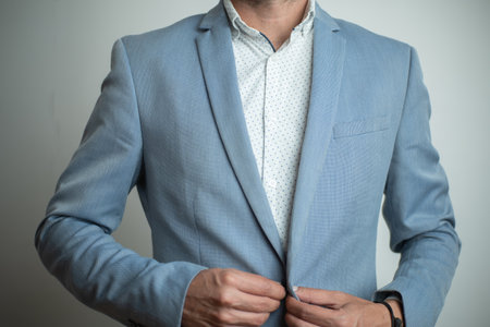 Businessman closing deals in casual suitの写真素材
