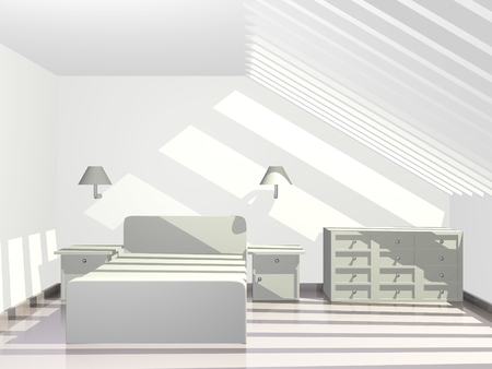 A 3d penthouse bedroom scene with sunlight coming in through the sky roof
の写真素材