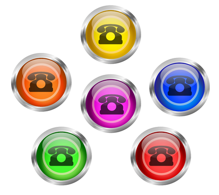 A set of shiny contact web buttons with telephone icon in different colors
の写真素材