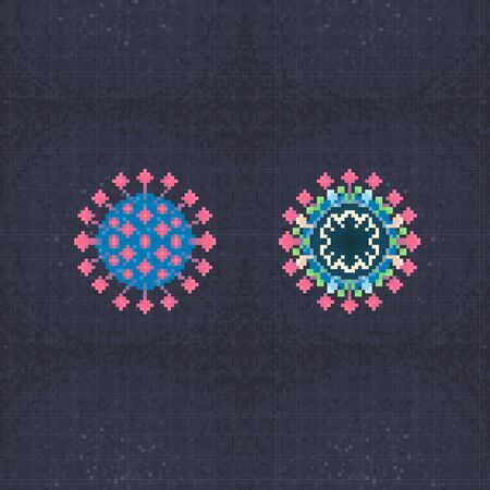 Pixel art coronavirus covid-19のイラスト素材