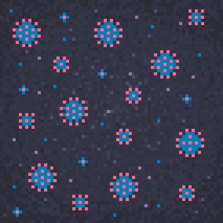 pixel art coronavirus patternのイラスト素材