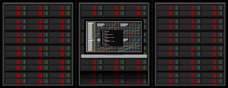 Servers and laptop. Vector.