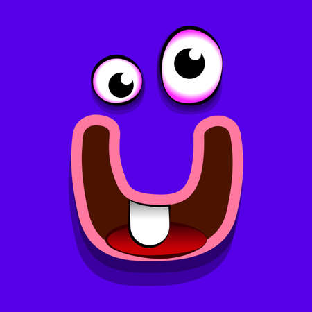 Funny monster face illustration. Vector.のイラスト素材