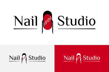Stylish nail studio logotype. Vector.のイラスト素材