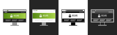 Modern display and screen with encryption ssl website. Vector.のイラスト素材
