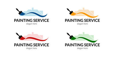 Trendy painting services logo. Vector template.のイラスト素材