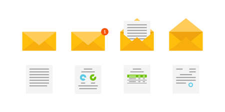 Envelopes icons with documents. vector illustration.のイラスト素材