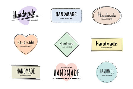Handmade badges set. Vector illustration.のイラスト素材