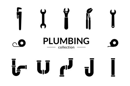 Plumbing collection. Icons set. Vector illustration.のイラスト素材
