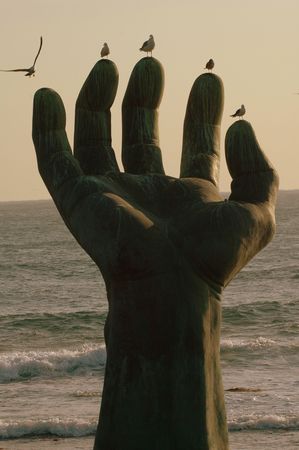Hand in ocean (front view)の写真素材