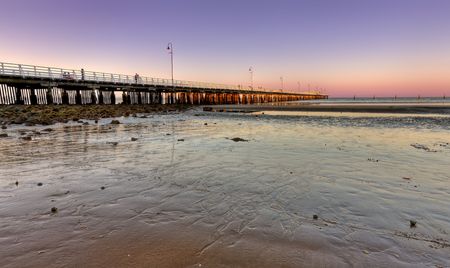 View of Sandgate pier at dusk, Queensland, Australia. This is a High Dynamic Range (HDR) image.の写真素材