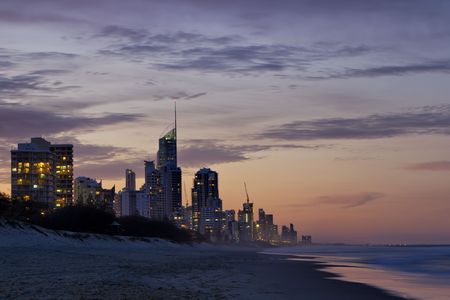 View of Surfer's Paradise (Australia) at dusk. High Dynamic Range (HDR) processed image. の写真素材
