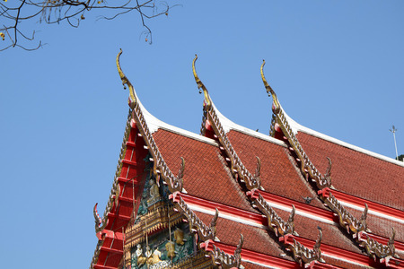 Beautiful Buddhist church roof architectural imageの写真素材
