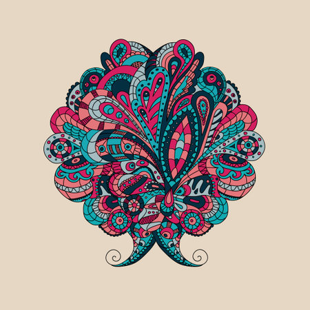 Decorative elements are drawn by hand. Template wave design for cardの写真素材