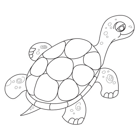 Illustration of the floating turtle for the children's book of a coloringのイラスト素材