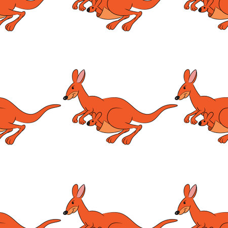 Vector illustration of a seamless repeating pattern of cheerful kangaroo. The texture of the fabric for baby clothesのイラスト素材