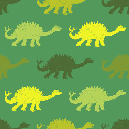 Vector illustration of a seamless repeating pattern of dinosaur Stegosaurus. The texture of the fabric for baby clothesのイラスト素材