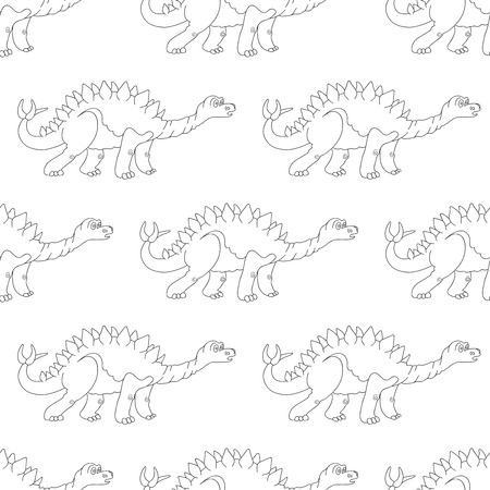 Vector illustration of a seamless repeating pattern of dinosaur Stegosaurus. The texture of the fabric for baby clothesのイラスト素材