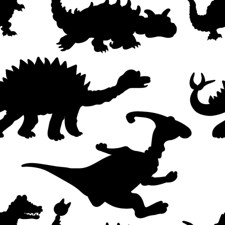 Vector illustration of a seamless repeating pattern of dinosaurs. The texture of the fabric for baby clothesのイラスト素材