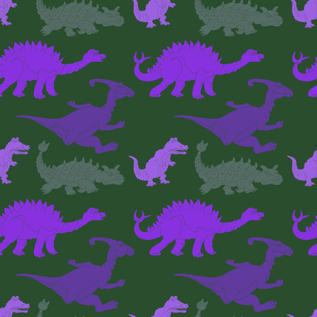 Vector illustration of a seamless repeating pattern of dinosaurs. The texture of the fabric for baby clothesのイラスト素材