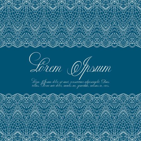 Vector illustration of a seamless repeating crochet  pattern. Lace knitting seamless pattern on blue background.Knitting Texture. Knitted Background. Knit Vector.のイラスト素材