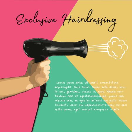 Vector illustration of a hair dryer in handのイラスト素材