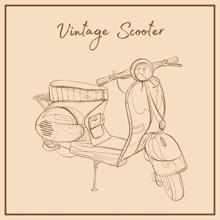 Vector illustration of a retro scooterのイラスト素材