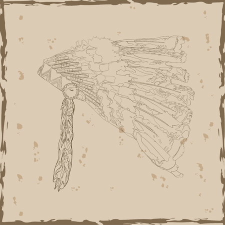 Vector illustration of a headdress Indian chiefのイラスト素材