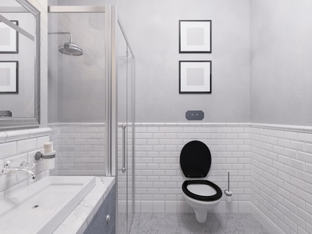 3d illustration of a interior design bathroomの写真素材