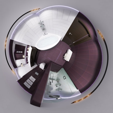 3d render 360 panorama of bathroom interior
