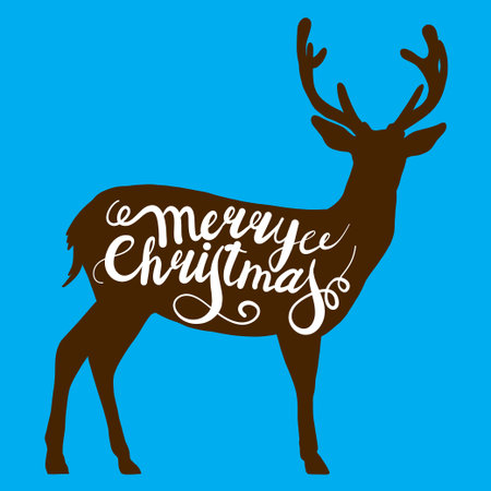 Christmas reindeer on blue illustration.のイラスト素材