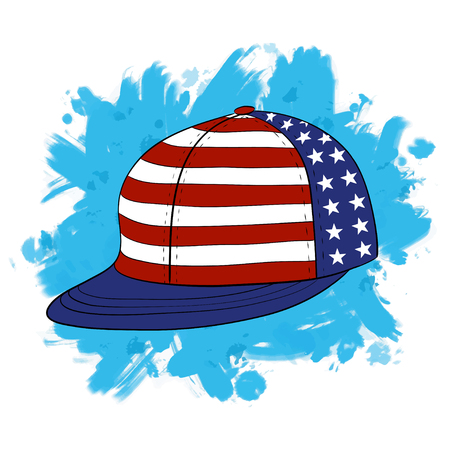 Youth Snapback in American Flag Colors.  illustration of hipster cap for poster or print on t-shirt.のイラスト素材
