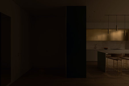 3d visualization of the interior of the hall, city apartment. Render of the Scandinian style...