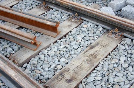 Repairing tram track, stone blocks and pipes.