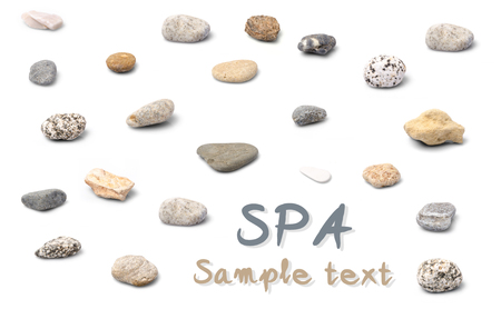 Set of a plenty stones isolated on white background.の写真素材