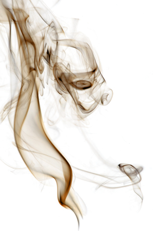 Brown insence smoke on white background, graphic resource.の写真素材