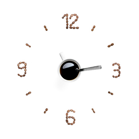 Business time concept displayed as a coffee beans clock.の写真素材