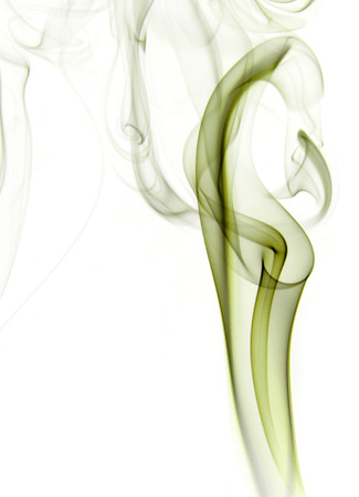 Green insence smoke on white background, graphic resource.の写真素材