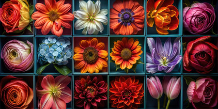 Spring Collection of 18 Multicolored Flower Boxes: A Stunning Seasonal Display