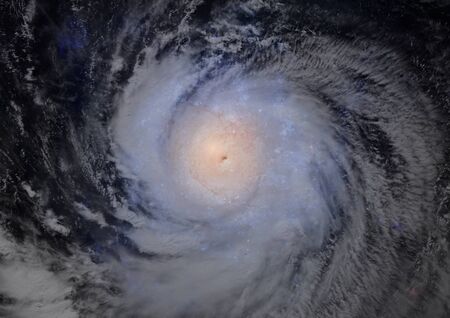 Far away spiral galaxyの写真素材