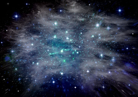Stars of a planet and galaxy in deep space