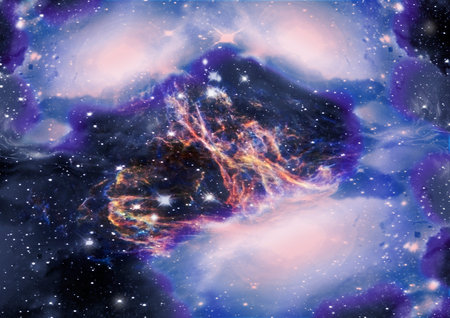 being shone spiral gas nebula and stars in a far spaceの写真素材